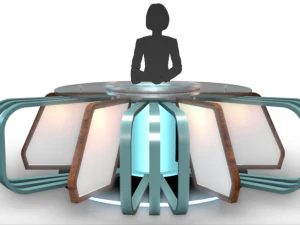 tv studio news desk collection 12 pieces 3D Model