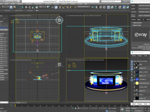 tv studio news desk collection 12 pieces 3D Model