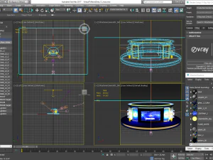 tv studio news desk collection 12 pieces 3D Model