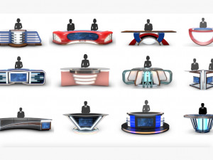 tv studio news desk collection 12 pieces Modèle 3D