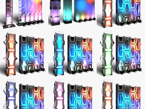 Stage Decor Collection 04 - Modular Wall Column 9 PCS Modello 3D