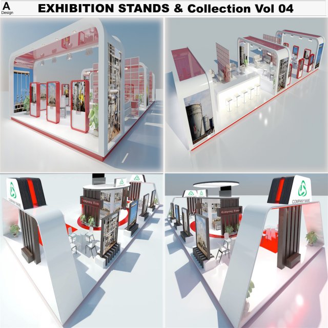 exhibition stands collection 4 3D Model .c4d .max .obj .3ds .fbx .stl .blend 
