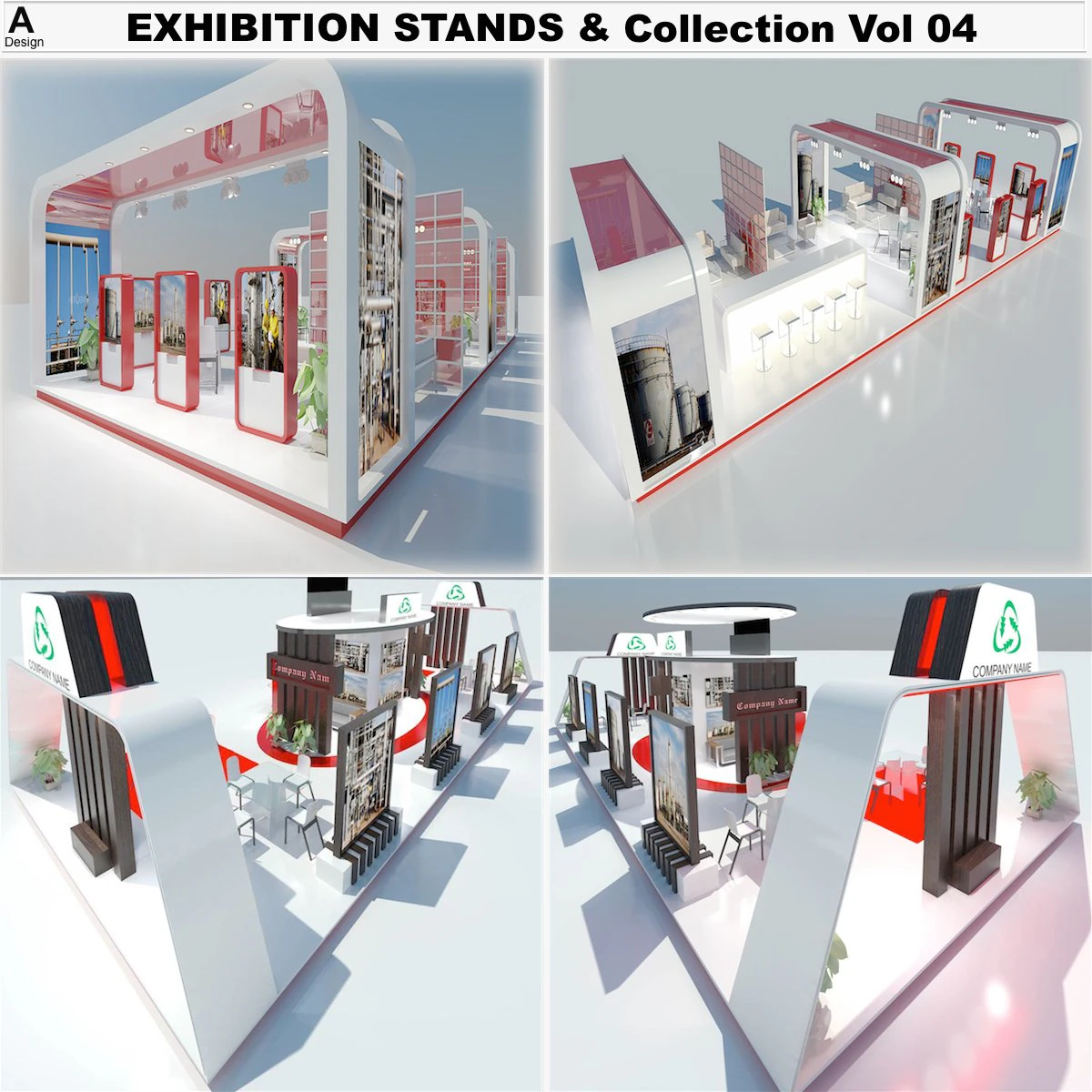 exhibition stands collection 4 3D Model .c4d .max .obj .3ds .fbx .stl .blend 