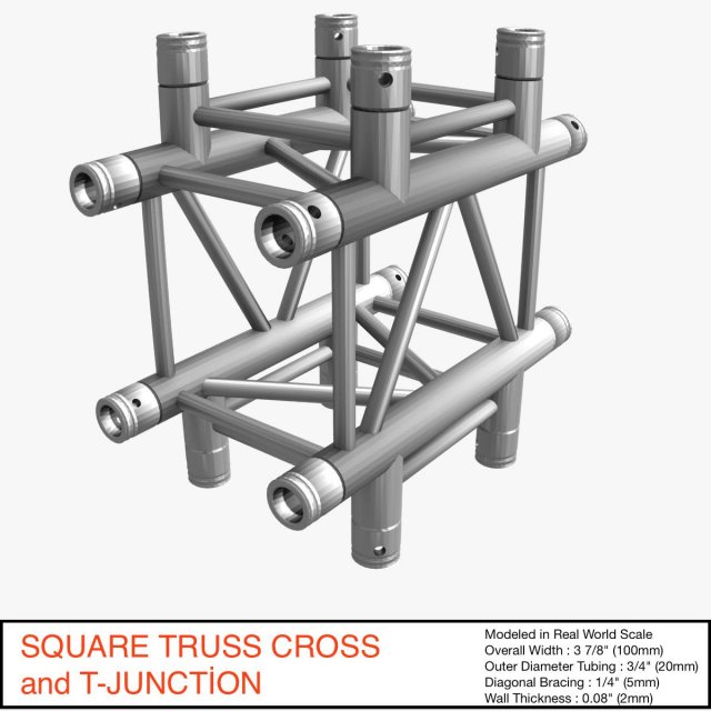 square truss cross and t- junction 31 3D Модель .c4d .max .obj .3ds .fbx .stl .blend 