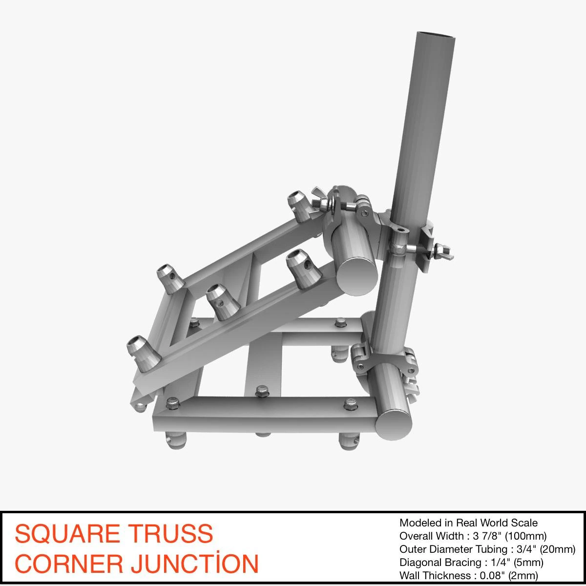 square truss corner junction 36 3D Model .c4d .max .obj .3ds .fbx .stl .blend 