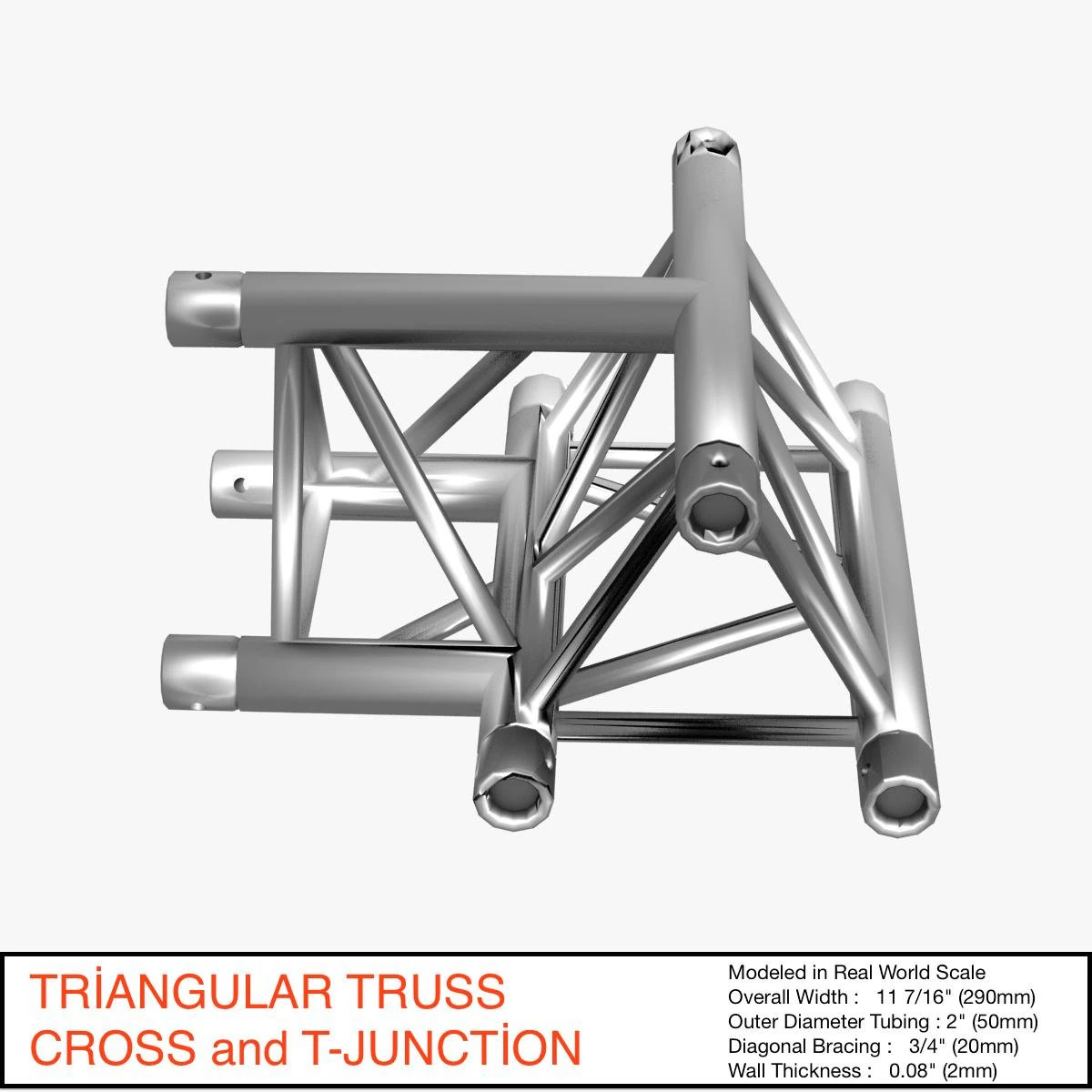triangular truss cros and t junction 84 3D Model .c4d .max .obj .3ds .fbx .stl .blend 