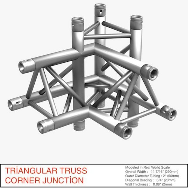triangular truss corner junction 102 3D Model .c4d .max .obj .3ds .fbx .stl .blend 