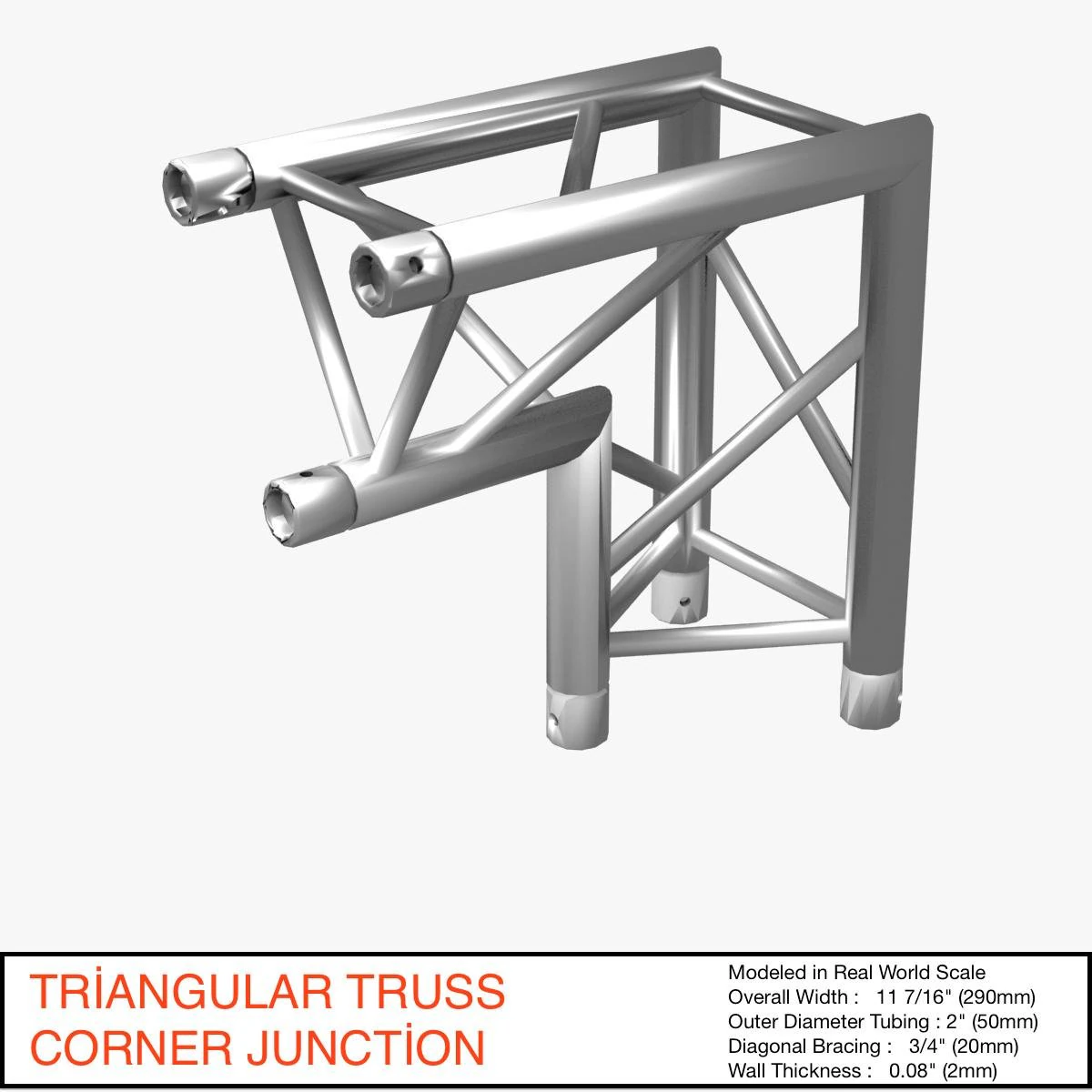 triangular truss corner junction 107 3D Model .c4d .max .obj .3ds .fbx .stl .blend 