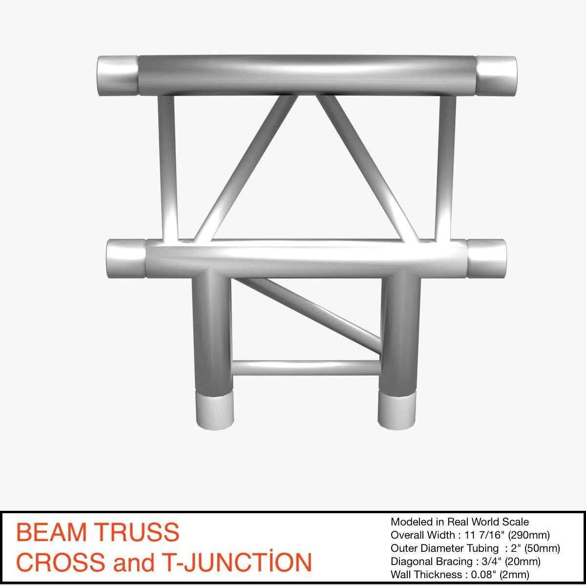 beam truss cross and t junction 134 3D Model .c4d .max .obj .3ds .fbx .stl .blend