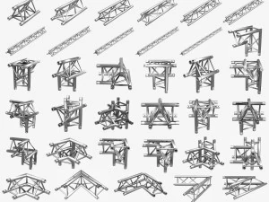 stage lighting truss giant collection - 149 unique modular objects 3D Model