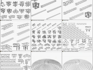 collezione gigante di tralicci per illuminazione scenica - 149 oggetti modulari unici Modello 3D