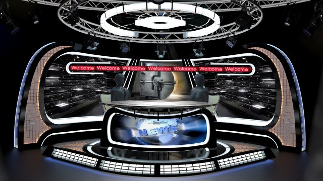 virtual tv studio news set 34 3D 模型 .c4d .max .obj .3ds .fbx .stl .blend 
