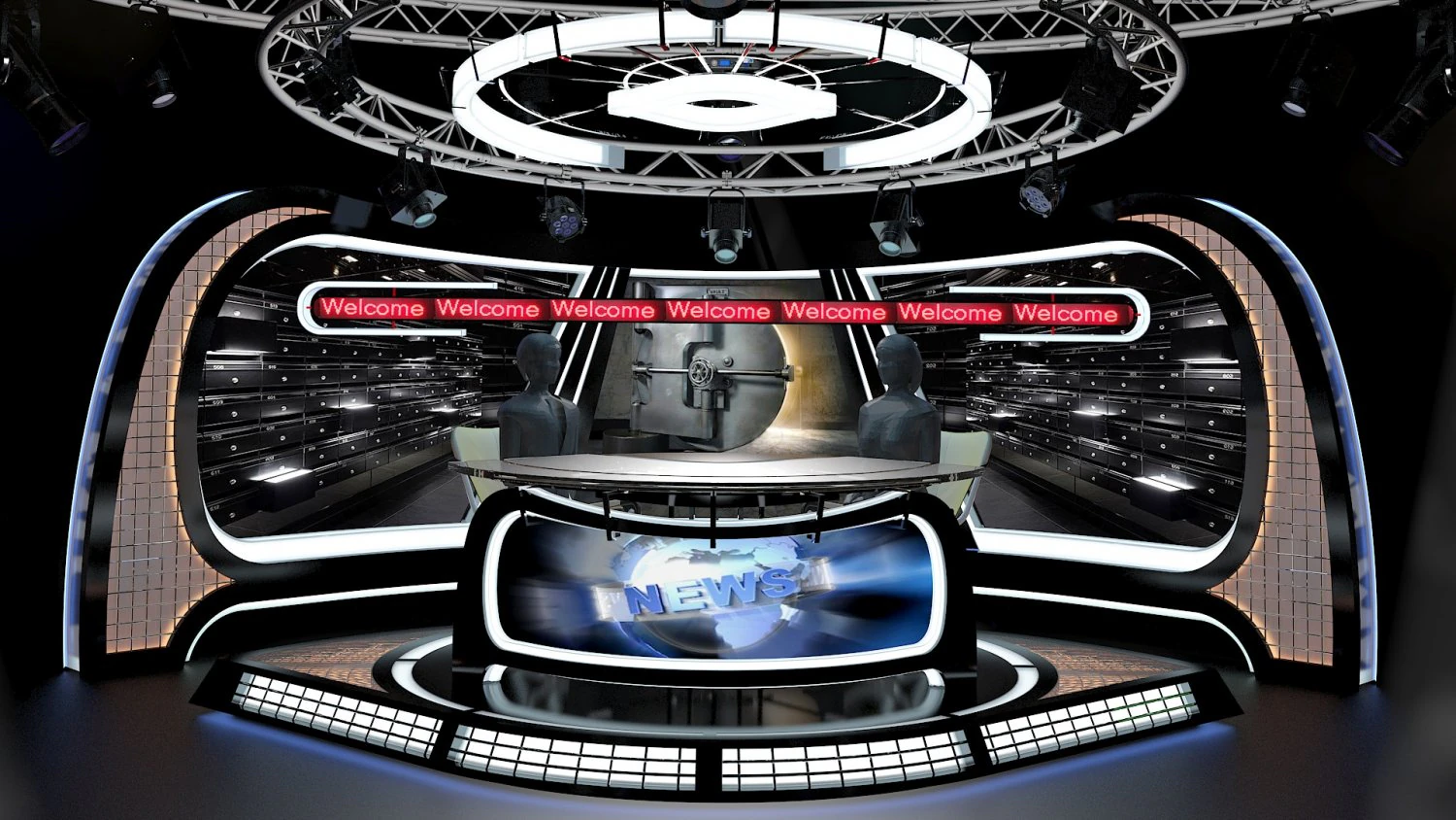 virtual tv studio news set 34 3D Model .c4d .max .obj .3ds .fbx .stl .blend