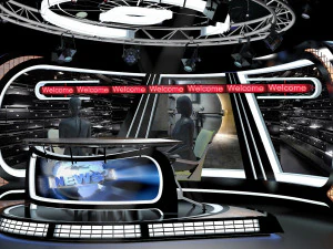 virtual tv studio news set 34 3D Model