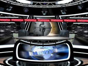 virtual tv studio news set 34 3D Model