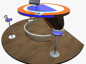 virtual tv studio podium desk imac27 ipad2 3D 모델