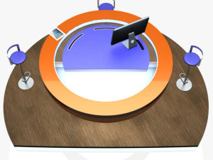 virtual tv studio podium desk imac27 ipad2 3D 모델