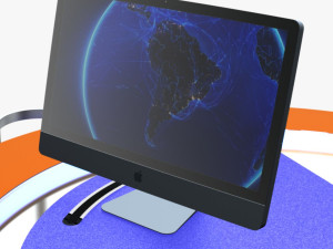 virtual tv studio podium desk imac27 ipad2 3D 모델