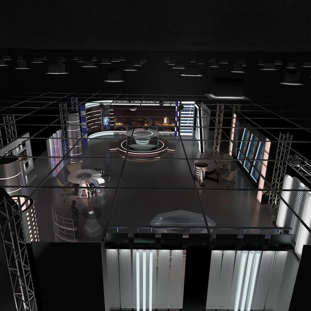virtual tv studio news set 6 3D Модель .c4d .max .obj .3ds .fbx .stl .blend 