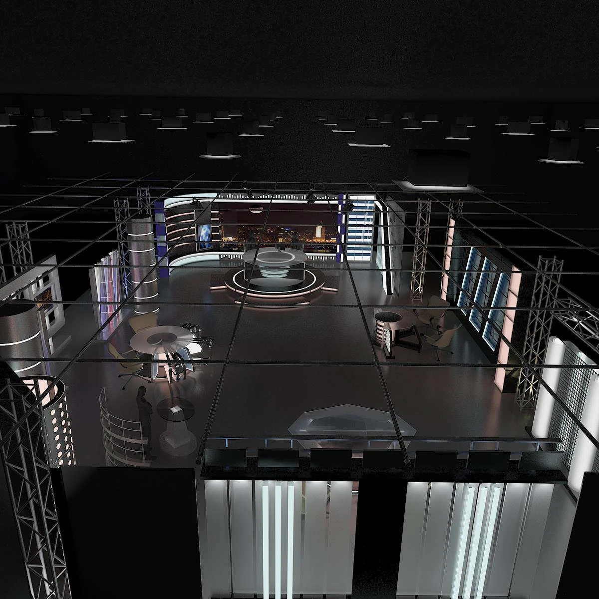 virtual tv studio news set 6 3D Model .c4d .max .obj .3ds .fbx .stl .blend
