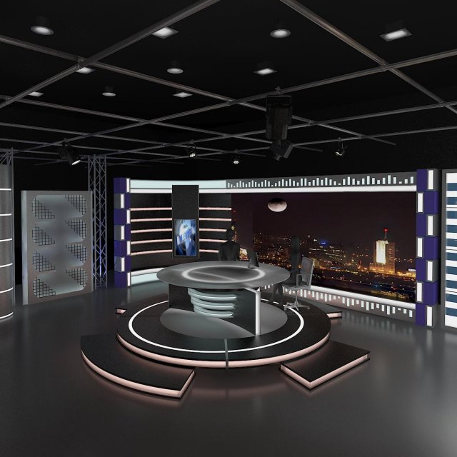 virtual tv studio news set 11 3D Model .c4d .max .obj .3ds .fbx .stl .blend 