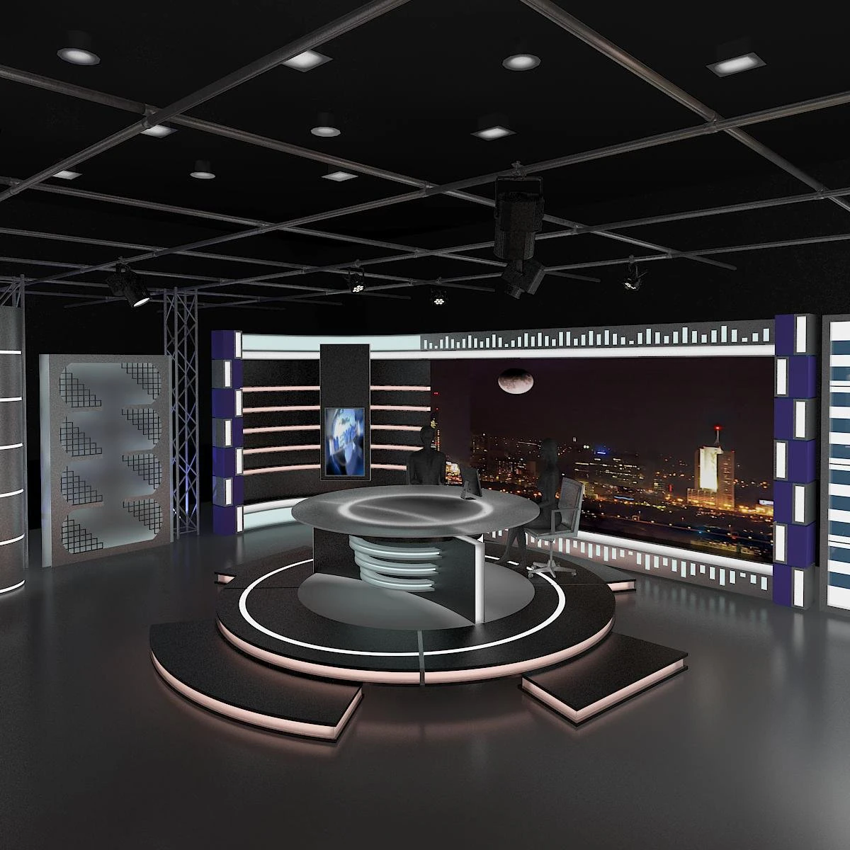 virtual tv studio news set 11 3D Model .c4d .max .obj .3ds .fbx .stl .blend