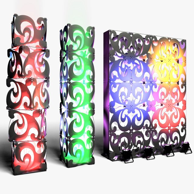 Stage Decor 08 - Modular Wall Column 3D Model .c4d .max .obj .3ds .fbx .stl .blend 