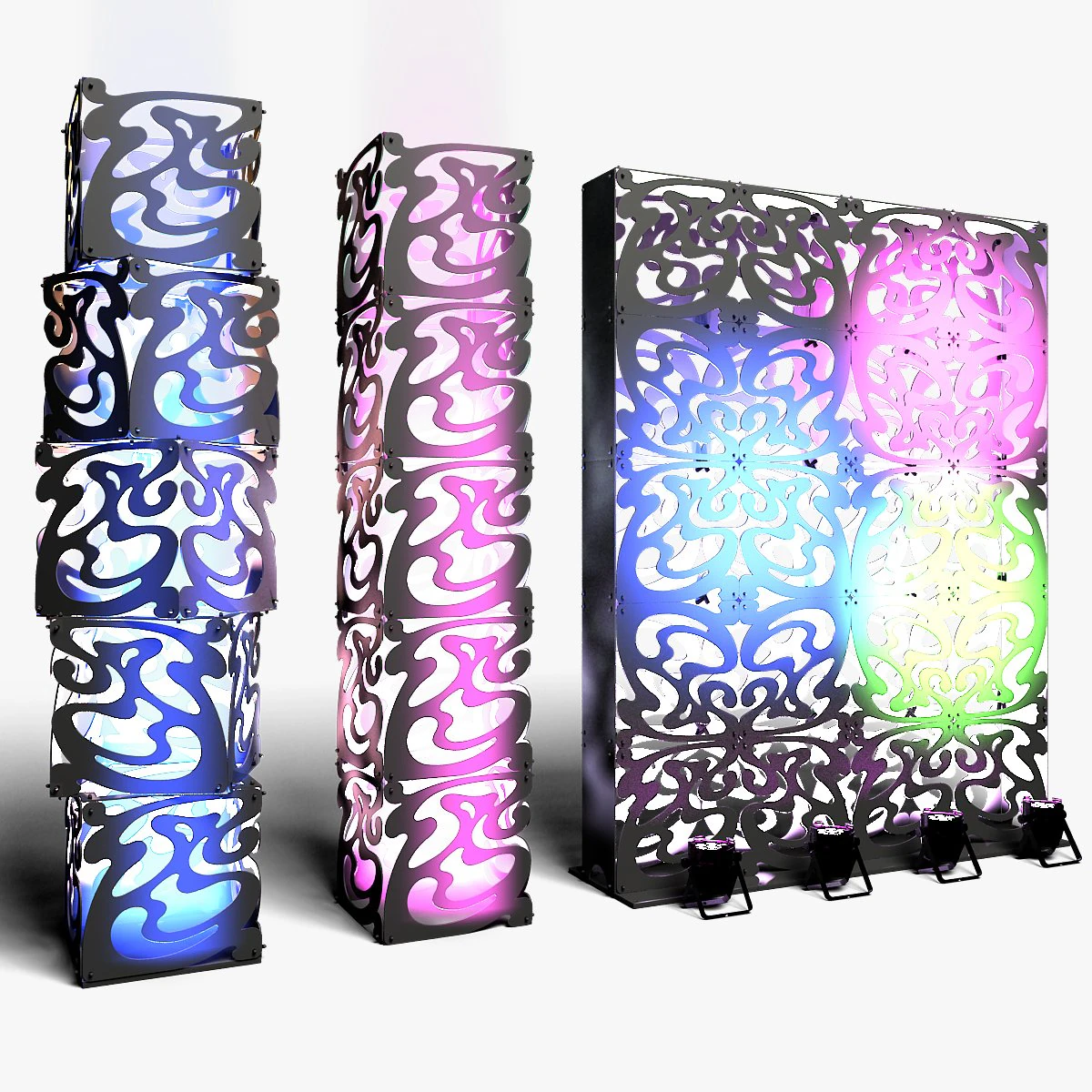 Stage Decor 09 - Modular Wall Column 3D Model .c4d .max .obj .3ds .fbx .stl .blend 