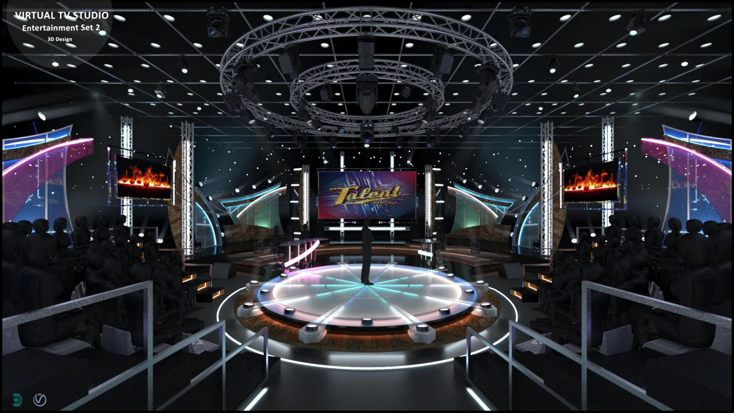 Virtual TV Studio Entertainment Set 2 3D Model .c4d .max .obj .3ds .fbx .stl .blend