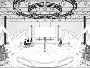 Virtual TV Studio Entertainment Set 2 3D 模型