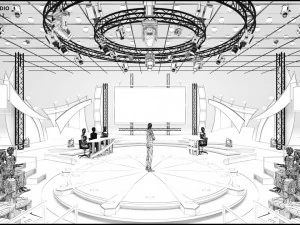 Virtual TV Studio Entertainment Set 2 3D Model