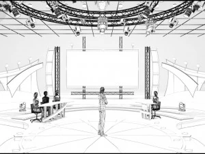 Virtual TV Studio Entertainment Set 2 3D Model