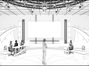 Virtual TV Studio Entertainment Set 2 3D Model