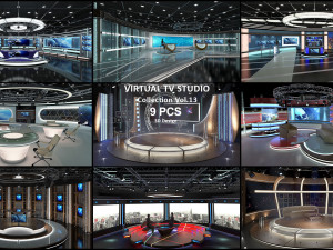Virtual TV Studio Sets - Collection Vol 13 - 9 PCS DESIGN 3D Model