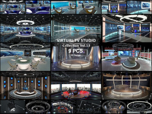 Virtual TV Studio Sets - Collection Vol 13 - 9 PCS DESIGN Modello 3D