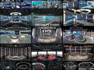 Virtual TV Studio Sets - Collection Vol 13 - 9 PCS DESIGN 3D Model