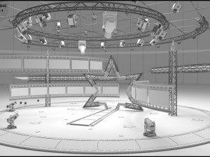 Virtual TV Studio Entertainment Set 4 Model 3D