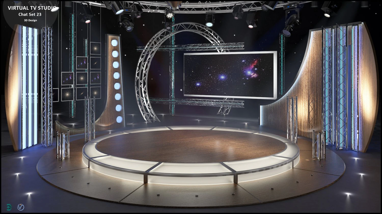 Virtual TV Studio Chat Set 23 3D Model .c4d .max .obj .3ds .fbx .stl .blend 