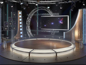Ensemble de discussion en studio de t&eacute;l&eacute;vision virtuelle 23 Modèle 3D