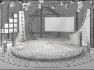 Virtual TV Studio Chat Set 23 3D Model