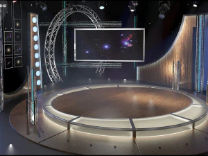 Virtual TV Studio Chat Set 23 3D Model