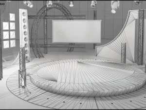 Virtual TV Studio Chat Set 23 3D Model