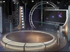 Virtual TV Studio Chat Set 23 3D Model