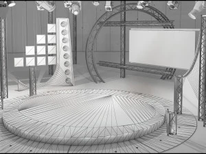 Virtual TV Studio Chat Set 23 3D Model