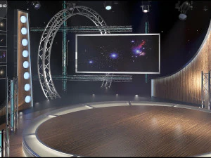 Virtual TV Studio Chat Set 23 3D Model