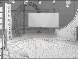 Virtual TV Studio Chat Set 23 3D Model