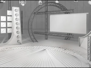 Virtual TV Studio Chat Set 23 3D Model
