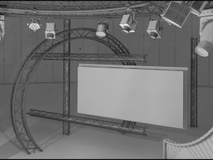 Virtual TV Studio Chat Set 23 3D Model