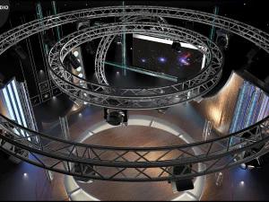 Virtual TV Studio Chat Set 23 3D Model