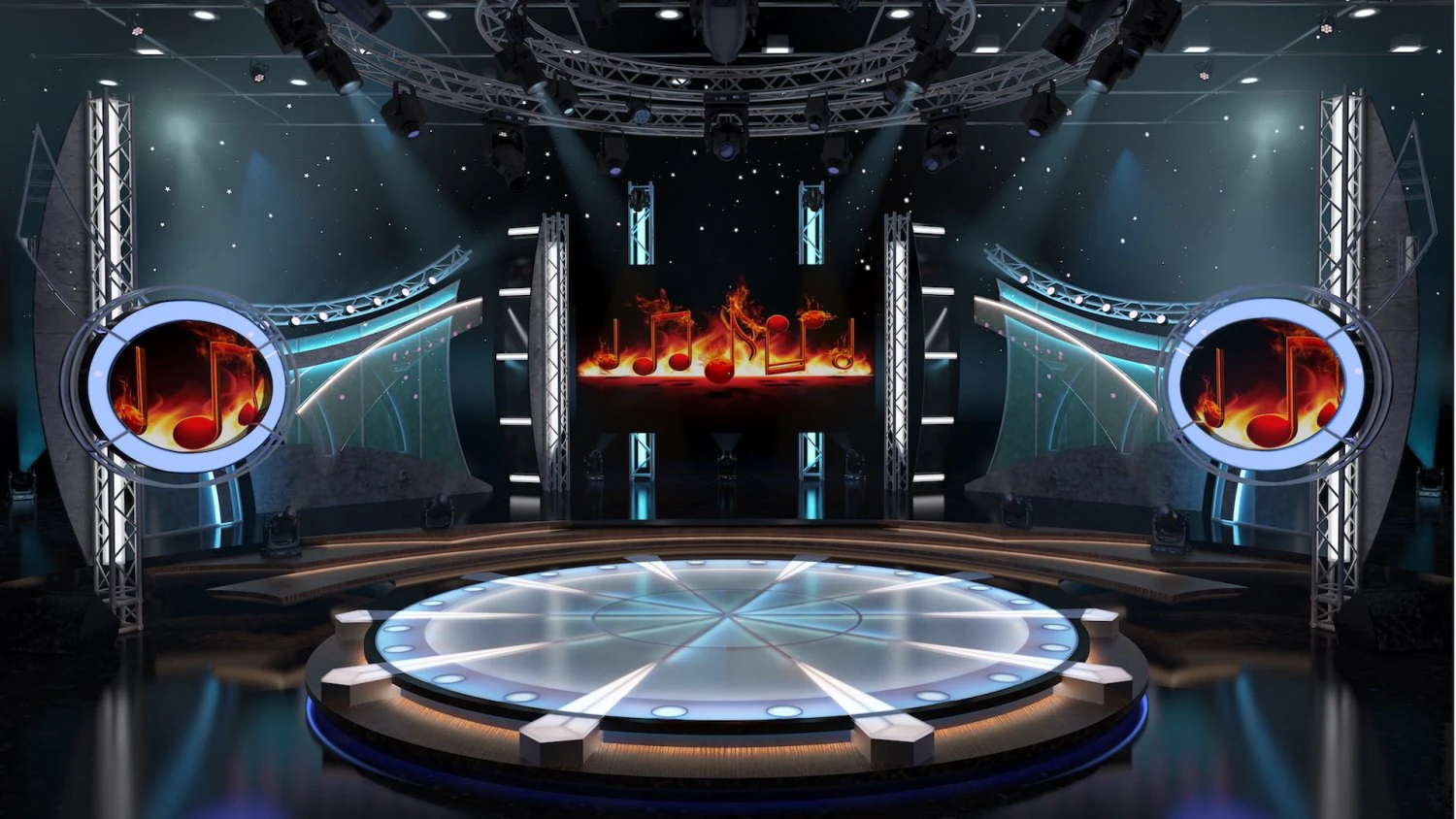 Virtual TV Studio Entertainment Set 5 3D Model .c4d .max .obj .3ds .fbx .stl .blend 